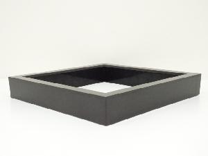 茶道具　塗師　岡本陽斎造　根来塗　炉縁　共箱　C　7873C 道具 ] - 道具 塗師 岡本陽斎造 真塗黒塗炉縁（共箱） | 着物